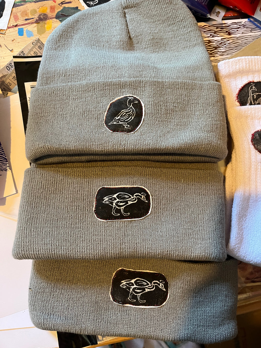 Light Grey Single Patch Beanie