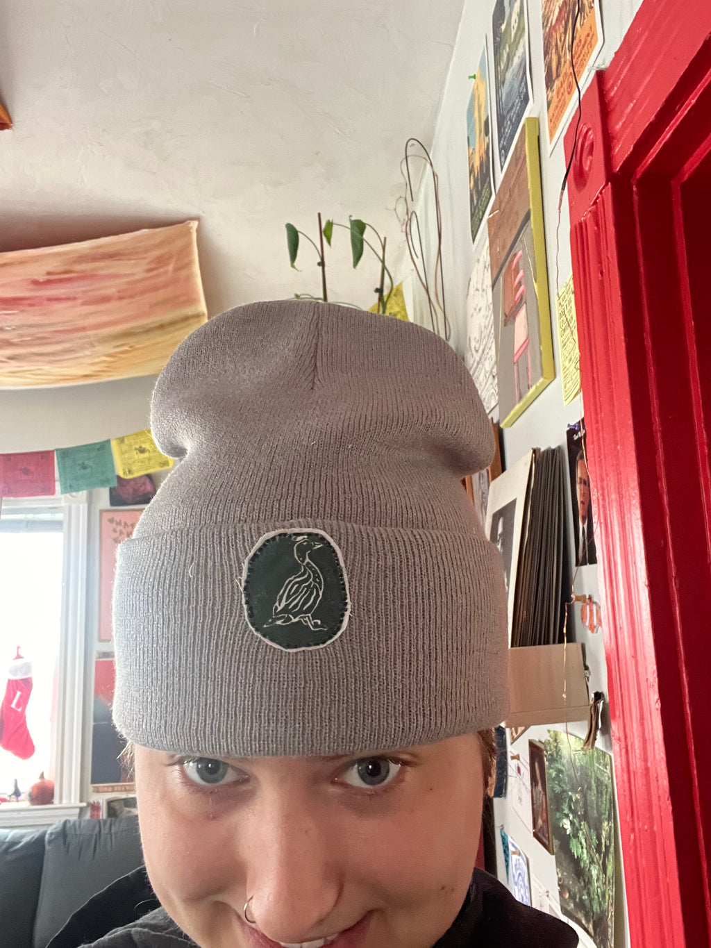 Light Grey Single Patch Beanie