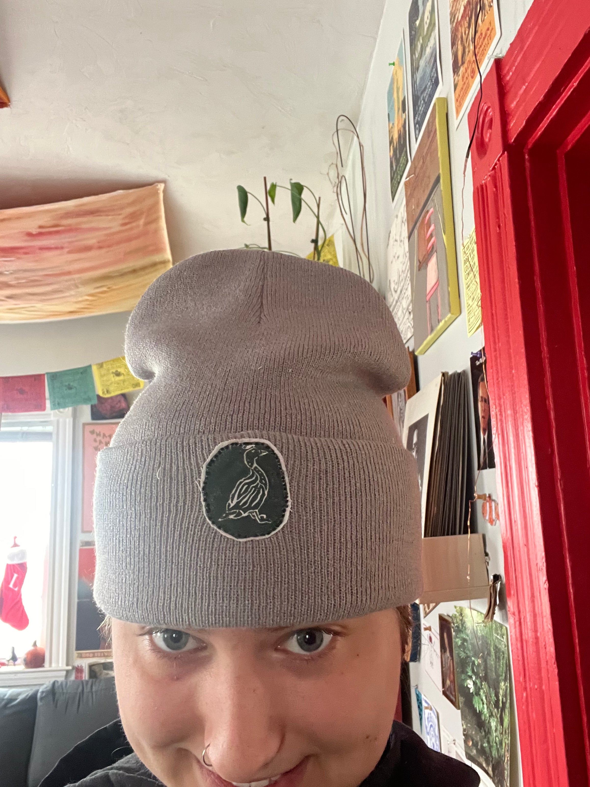 Light Grey Single Patch Beanie